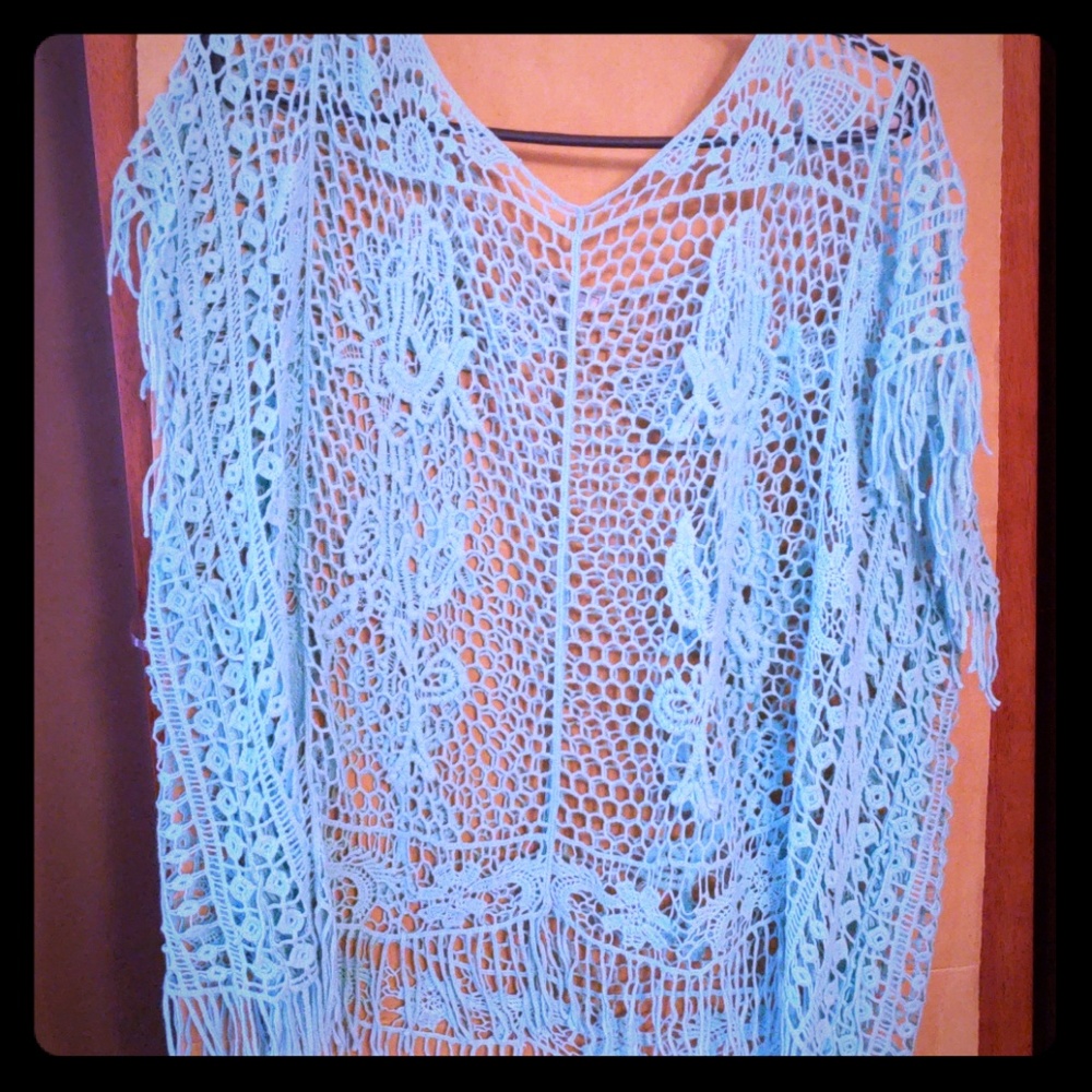 Lace pullover (teal blue)